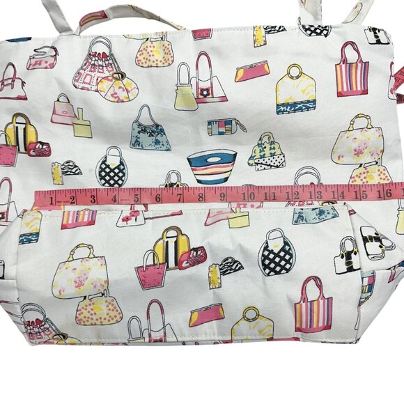 Handbag Print Canvas Tote Bag With Dual Straps and Spacious Interior 14x14x6 - Picture 8 of 9